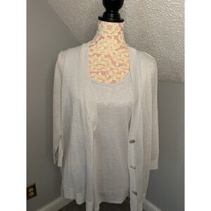 NWT CHICO’S CARDIGAN SET SWEATER SILVER SHINE SWEATER 3/4 SZ 2/12/L SLEEVELESS